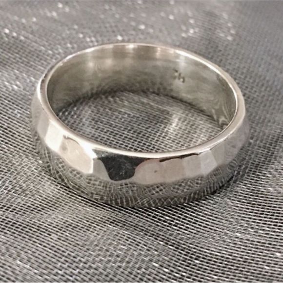 Hammered Finish Sterling Silver 925 Single Band Ring Sz 7 - Picture 5 of 8